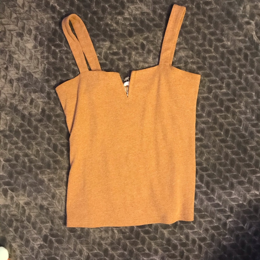 Miss Love Brown Tank Top with Slit
